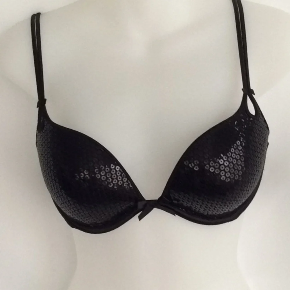 {Victoria's Secret} "Sexy Little Things" Black Full Sequin Bra - Picture 2 of 4
